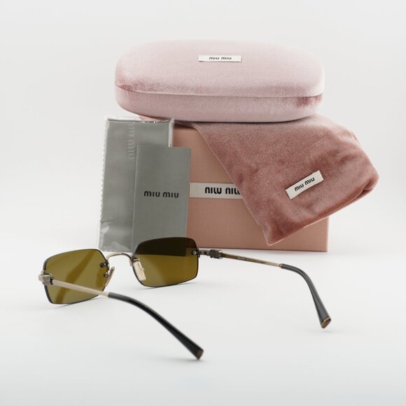 Miu Miu MUB50S 26C09Z Rectangle Sunglasses – Gold/Dark Brown main image 5